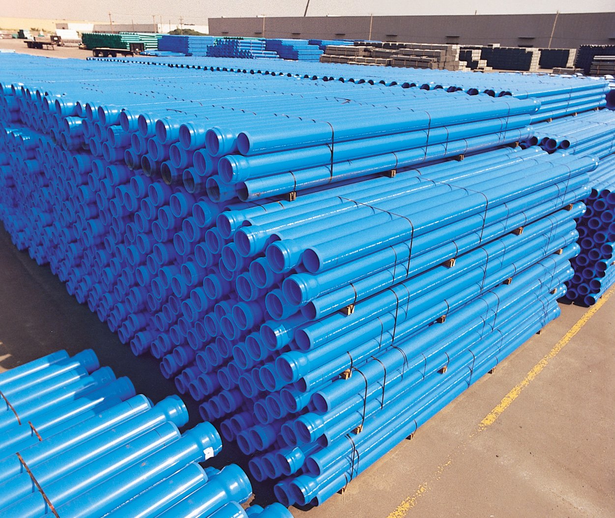 Blue brute pipe stacked